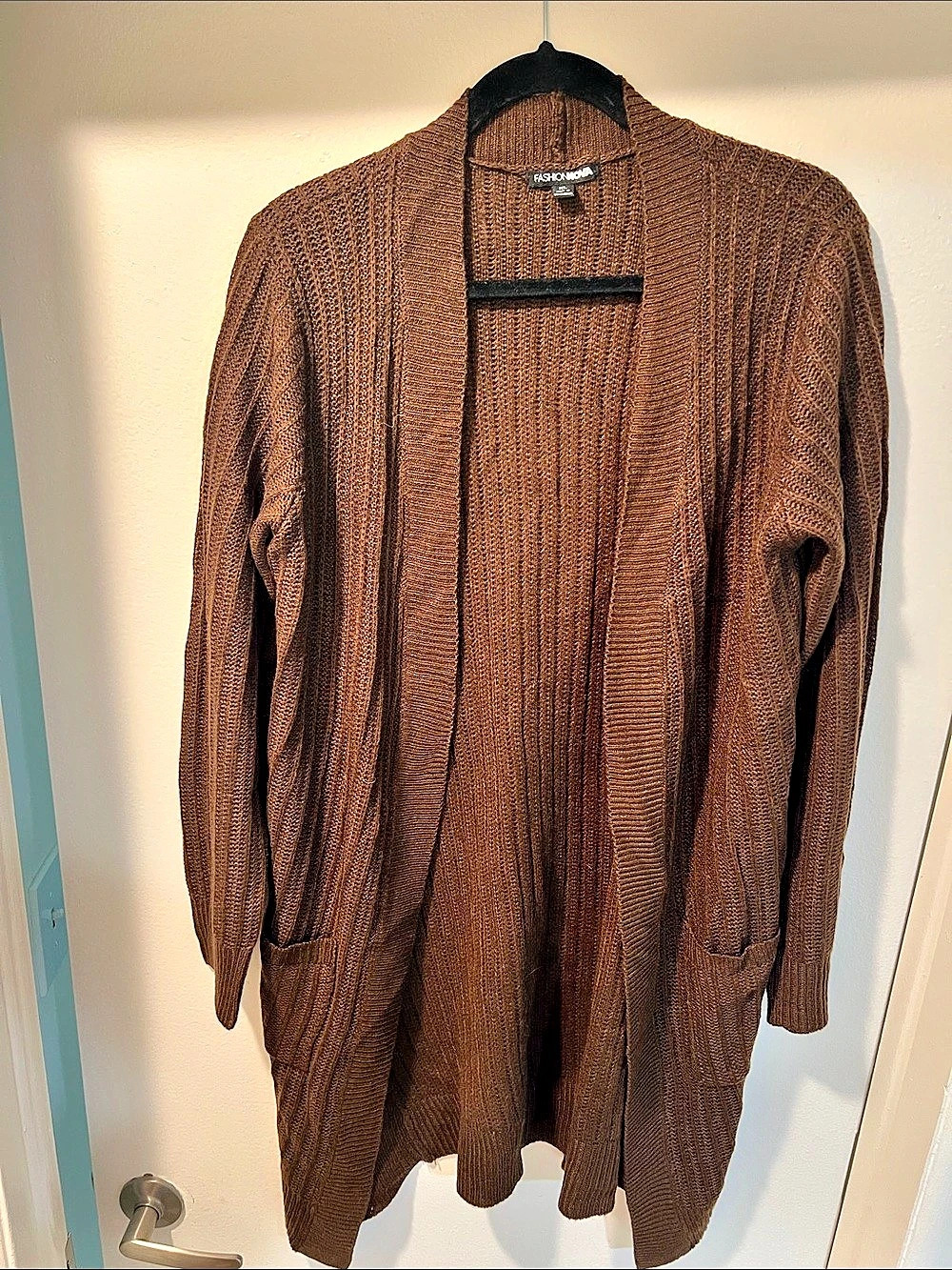 Fashion Nova Throw It On Ribbed Cardigan Brown Long